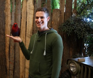 Kenny with eclectus parrot